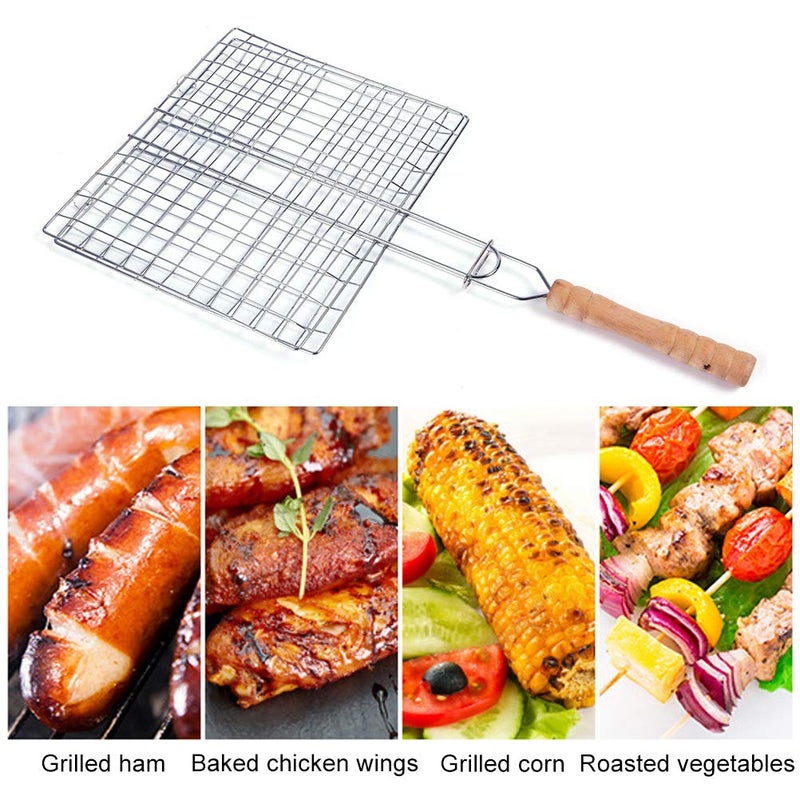 Odowalker Barbeque Grill Basket, Portable BBQ Grilling Baskets with Long Handle, Stainless Steel Grilling Basket for Fish Vegetables Steak Shrimp Chops Outdoor Grill Tool Accessories - Image 2